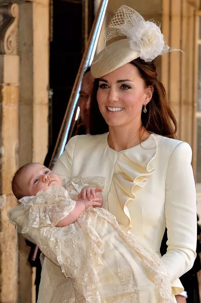 Kate Middleton lors du baptême de son fils, le prince George, en la chapelle royale du palais St James à Londres, le 23 octobre 2013.