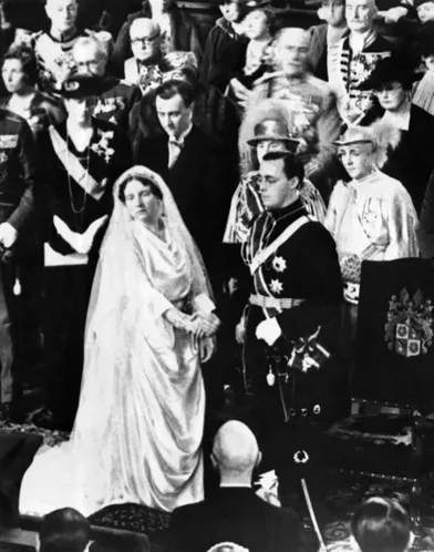 La princesse Juliana des Pays-Bas et le prince Bernhard de Lippe-Biesterfeld, lors de leur mariage le 7 janvier 1937 à La Haye