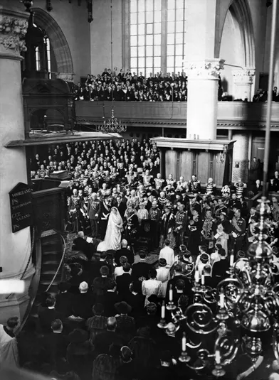 Mariage religieux de la princesse Juliana des Pays-Bas et du prince Bernhard de Lippe-Biesterfeld, le 7 janvier 1937 à La Haye