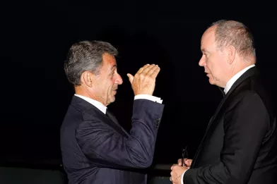Le prince Albert II de Monaco et Nicolas Sarkozy à Monaco, le 17 septembre 2021