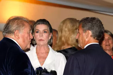 La princesse Caroline de Hanovre avec Nicolas Sarkozy à Monaco, le 17 septembre 2021