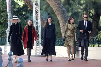 Beatrice Borromeo, Alexandra de Hanovre, Tatiana Santo Domingo, Charlotte Casiraghi et Andrea Casiraghià la Fête nationale monégasque à Monaco le 19 novembre 2021
