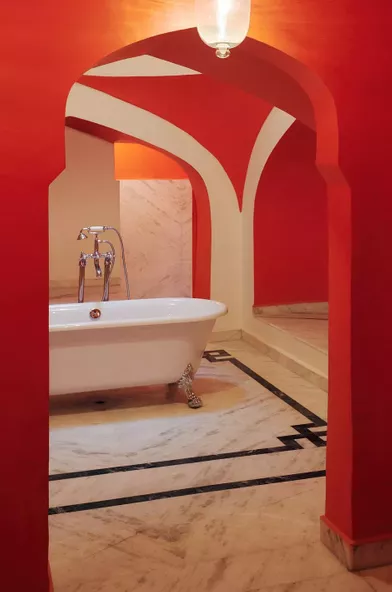 La salle de bain de la suite Gudliya dans le City Palace de Jaipur