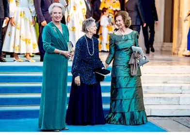 La princesse Benedikte de Danemark,la princesse Irene de Grèce et sa sœur l'ex-reine Sofia d'Espagne à Athènes, le 23 octobre 2021