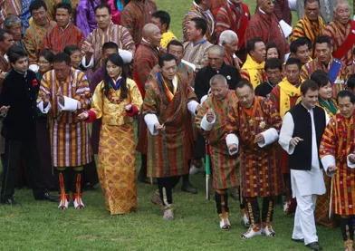Réception solennelle pour le mariage du roi du BhoutanJigme Khesar Namgyel Wangchuck et de Jetsun Pema, à Thimphou le 15 octobre 2011