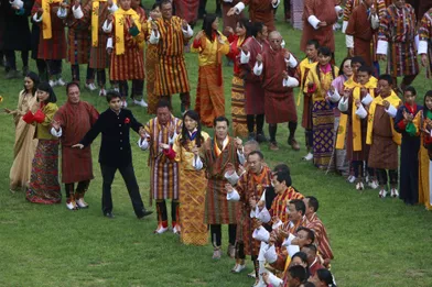 Réception solennelle pour le mariage du roi du BhoutanJigme Khesar Namgyel Wangchuck et de Jetsun Pema, à Thimphou le 15 octobre 2011