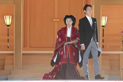 La princesse Ayako du Japon et Kei Komuro lors de leur mariage à Tokyo, le 29 octobre 2018