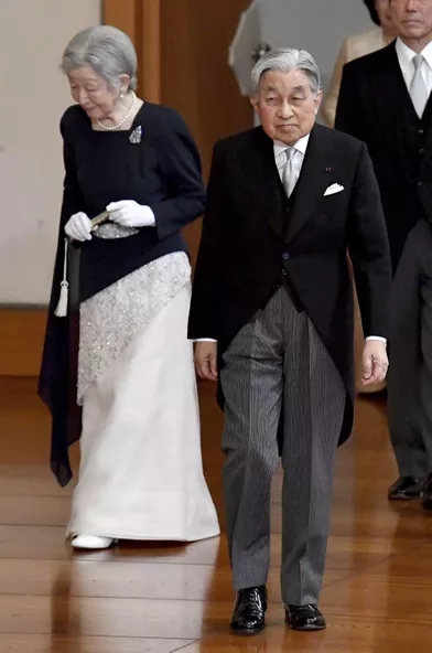 L'impératrice Michiko et l'empereur Akihito du Japon à Tokyo, le 26 octobre 2018