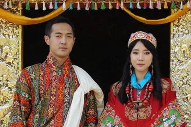 La princesse Eeuphelma Choden Wangchuck et Dasho Thinlay Norbu, le 29 octobre 2020, jour de leur mariage 