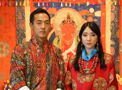 La princesse Eeuphelma Choden Wangchuck et Dasho Thinlay Norbu, le 29 octobre 2020, jour de leur mariage à Thimphu 