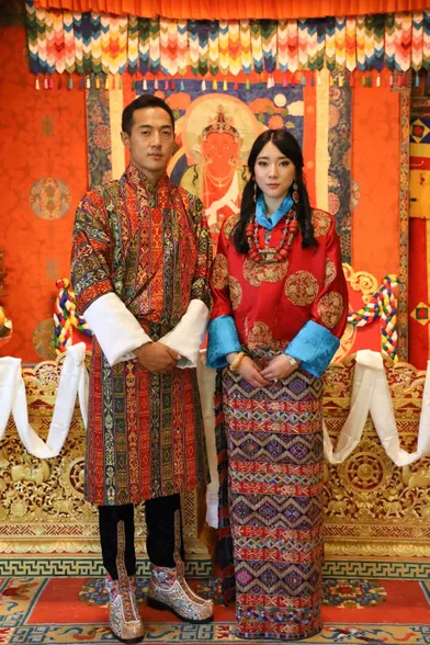 L'une des photos officielles du mariage de la princesse Eeuphelma Choden Wangchuck et de Dasho Thinlay Norbu, le 29 octobre 2020 à Thimphu