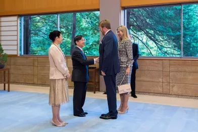 L'empereur Naruhito et l'impératriceMasako du Japon reçoivent la reine Maxima et le roi Willem-Alexander des Pays-Bas à Tokyo, le 23 octobre 2019