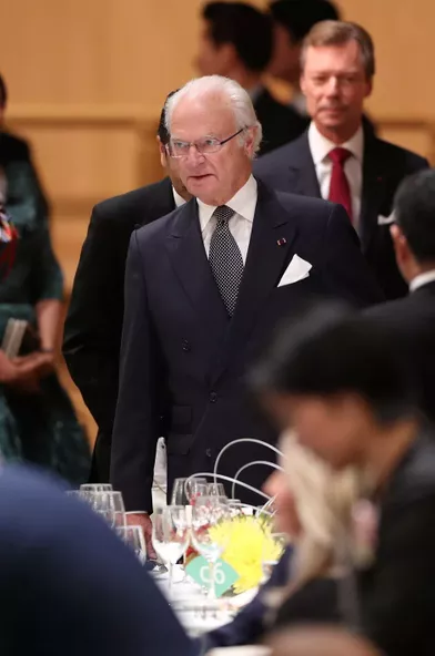 Le roi Carl XVI Gustaf de Suède et le grand-duc Henri de Luxembourg, à Tokyo le 23 octobre 2019