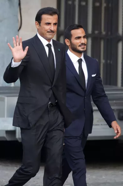 Le cheikh Tamim bin Hamad al-Thani, émir du Qatar, aux obsèques de Jacques Chirac à Paris, le 30 septembre 2019