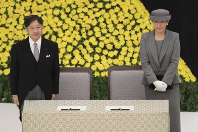 L'empereur Naruhito du Japon et sa femme l'impératrice Masako à Tokyo, le 15 août 2019