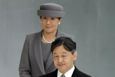 L'empereur Naruhito du Japon avec sa femme l'impératrice Masako à Tokyo, le 15 août 2019