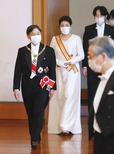L'empereur Naruhito du Japon, l'impératrice Masako et le prince héritier Fumihito d'Akishino à Tokyo, le 1er janvier 2021