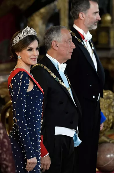 La reine Letizia d'Espagne, le 16 avril 2018