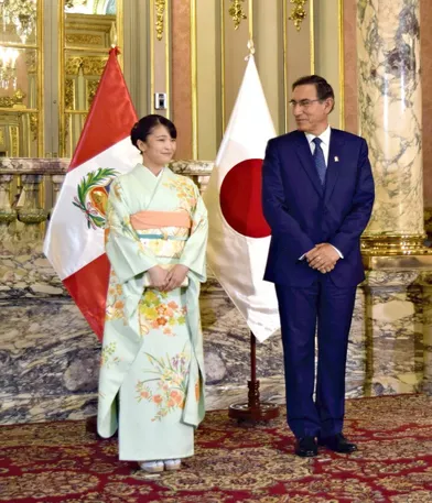 La princesse Mako du Japon avec le président du Pérou Martin Vizcarra à Lima, le 11 juillet 2019
