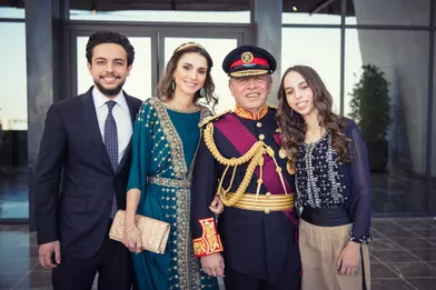 La princesse Salma de Jordanie avec ses parents et son frère aîné, le 2 juin 2016