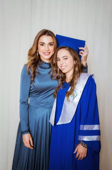 La princesse Salma de Jordanie avec sa mère la reine Rania, le 22 mai 2018