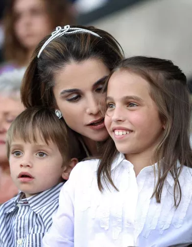 La reine Rania de Jordanie avec la princesse Salma et le prince Hashem, le 9 juin 2009