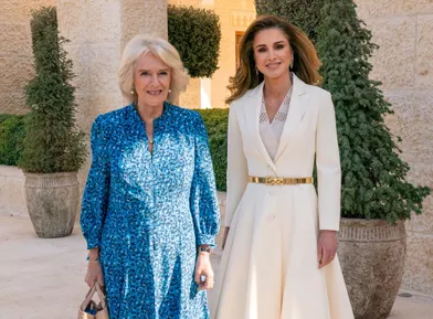 La reine Rania de Jordanie avec Camilla Parker Bowles à Amman, le 16 novembre 2021