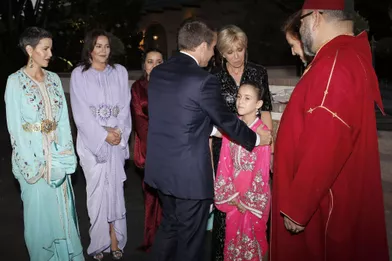 La princesse Lalla Khadija du Maroc rencontre Emmanuel et Brigitte Macron à Rabat, le 14 juin 2017