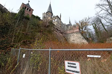 Le soubassement du château de Marienburg en Allemagne, nécessitant d'importants travaux,le 29 novembre 2018, 