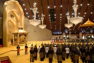 Cérémonie pour le jubilé d'or des 50 ans de règne du sultan de Brunei Hassanal Bolkiah à Bandar Seri Begawan le 5 octobre 2017