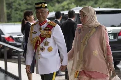 Le roi de Malaisie Abdullah Shah et sa femme la reine Tunku Azizah Aminah Maimunah à Tokyo, le 22 octobre 2019