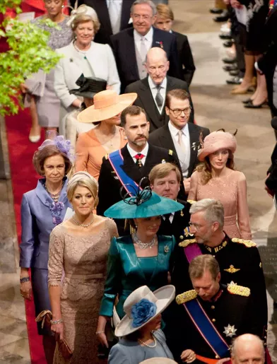 Quelques-uns des membres des familles royales étrangères au mariage du prince William et de Kate Middleton, le 29 avril 2011