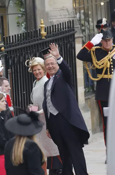 L'ancien roi des Hellènes Constantin II et l'ancienne reine Anne-Marie au mariage du prince William et de Kate Middleton, le 29 avril 2011