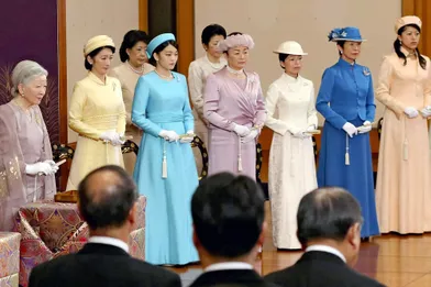 L'impératrice Michiko du Japon, les princesses Kiko et Mako et d'autres princesses de la famille impériale, à Tokyo le 12 janvier 2018