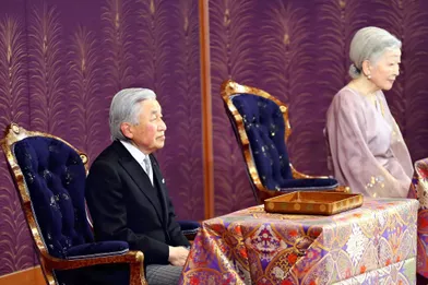 L'empereur Akihito du Japon et l'impératrice Michiko, à Tokyo le 12 janvier 2018