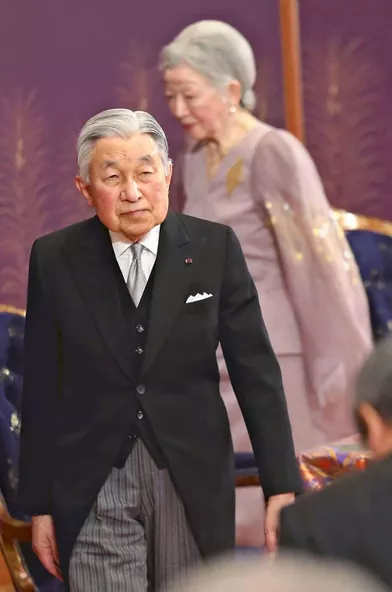 L'empereur Akihito et l'impératrice Michiko du Japon , à Tokyo le 12 janvier 2018