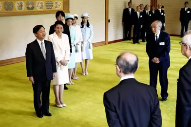 L'impératrice Masako et l'empereur Naruhito du Japon avec le prince Akishino et les princesses Kiko, Mako et Kako à Tokyo, le 17 juin 2019