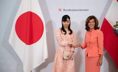 La princesse Kako du Japon avec la chancelière fédérale autrichienne à Vienne, le 18 septembre 2019