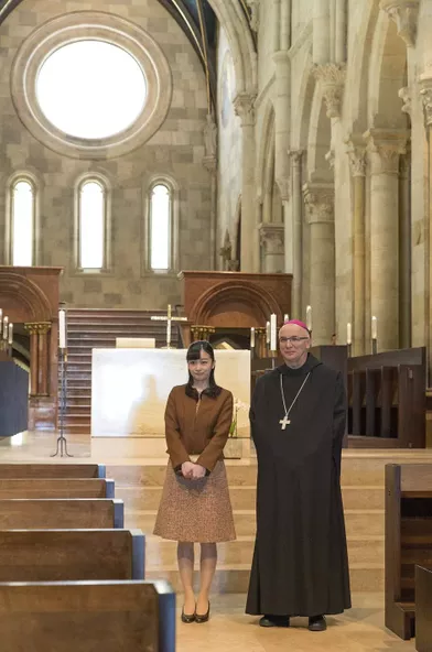 La princesse Kako du Japon dans l'abbaye de Pannonhalma en Hongrie, le 21 septembre 2019