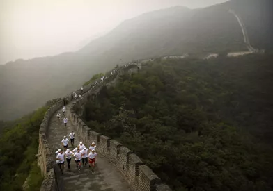 Le prince Frederik de Danemark sur la Grande Muraille de Chine, le 25 septembre 2017
