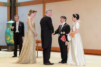 La reine Mathilde et le roi des Belges Philippe avec l'impératrice Masako et l'empereur Naruhito du Japon à Tokyo, le 22 octobre 2019