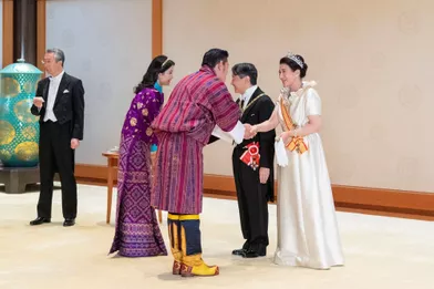 La reine et le roi du Bhoutan avec l'impératrice Masako et l'empereur Naruhito du Japon à Tokyo, le 22 octobre 2019
