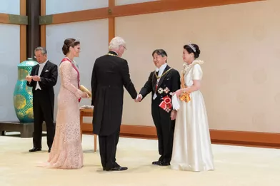 La princesse héritière Victoria et le roi Carl XVI Gustaf de Suède avec l'impératrice Masako et l'empereur Naruhito du Japon à Tokyo, le 22 octobre 2019