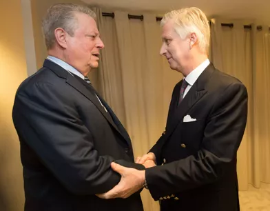 Le roi des Belges Philippe avec Ale Gore, à Davos le 23 janvier 2019