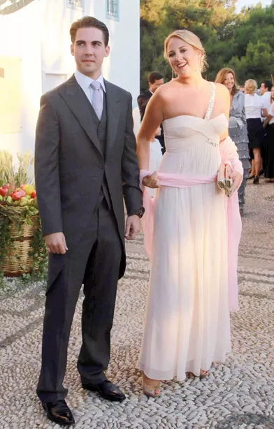 Le prince Philippos et la princesse Theodora de Grèce, frère et soeur du marié, sur l'île de Spetses, le 25 août 2010