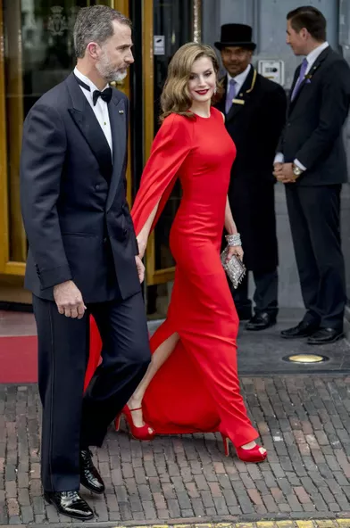 La reine Letizia et le roi Felipe VI d'Espagne à La Haye, le 29 avril 2017