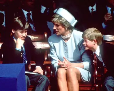 https://www.parismatch.com/Royal-Blog/Royaume-Uni/La princesse Diana avec ses fils les princes William et Harry, en mai 1995