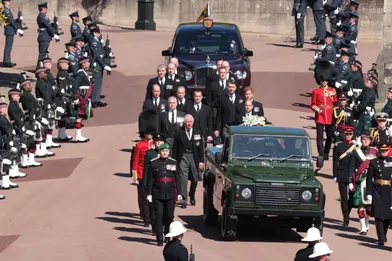 La famille royale aux funérailles du prince Philip au Château de Windsor, samedi 17 avril 2021.