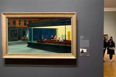 Nighthawks par Edward Hopper exposé au Musée of Art Institute.