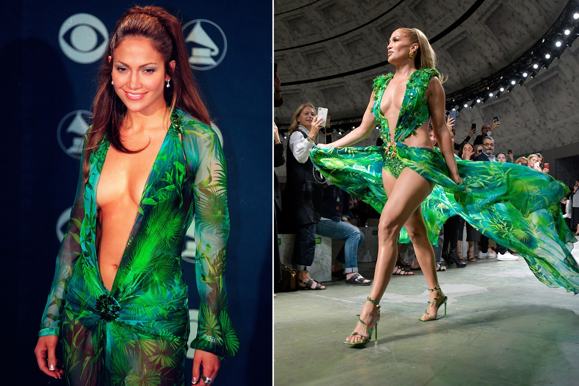 jennifer lopez jungle green versace dress